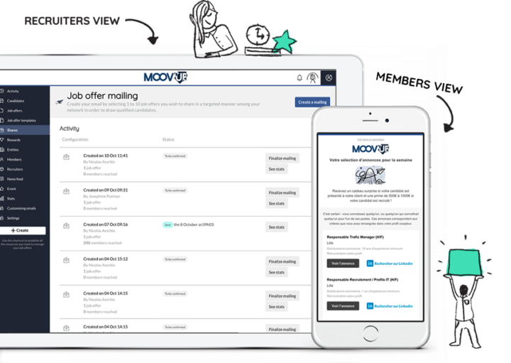 Recruiters and members tool Keycoopt System